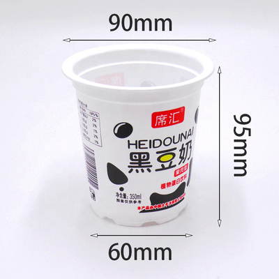 tazza superiore di /juice del yogurt di dimensione del materiale 95mm del commestibile di 350ml pp