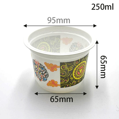 la guarnizione della tazza di 280ml pp con il coperchio della stagnola può imballare la bevanda ed il yogurt ha bianco e trasparente