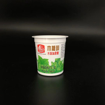Tazza di plastica su misura 180ml di plastica della bevanda a base di latte del yogurt delle tazze del commestibile con il coperchio del di alluminio